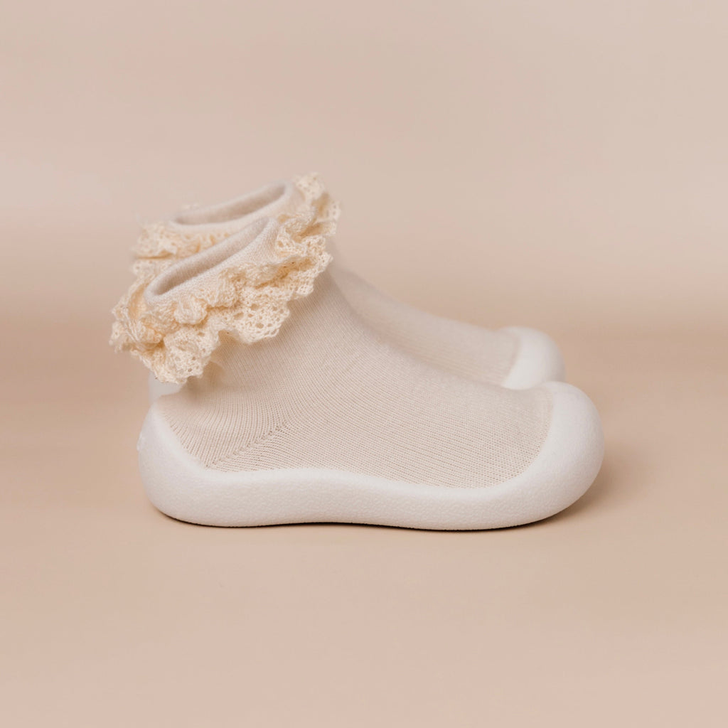 Cream Lace Sock Shoes