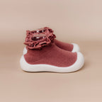 Burgundy Lace Sock Shoes