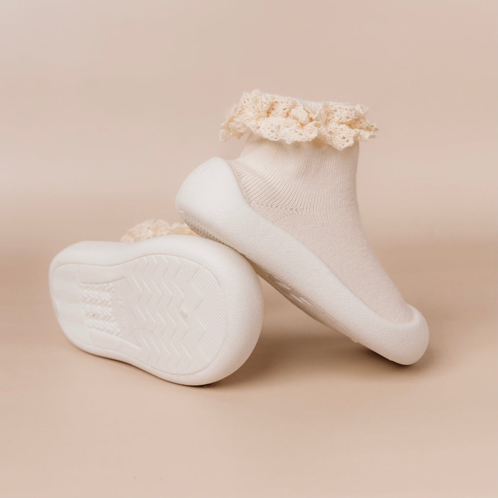 Cream Lace Sock Shoes