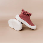 Burgundy Lace Sock Shoes