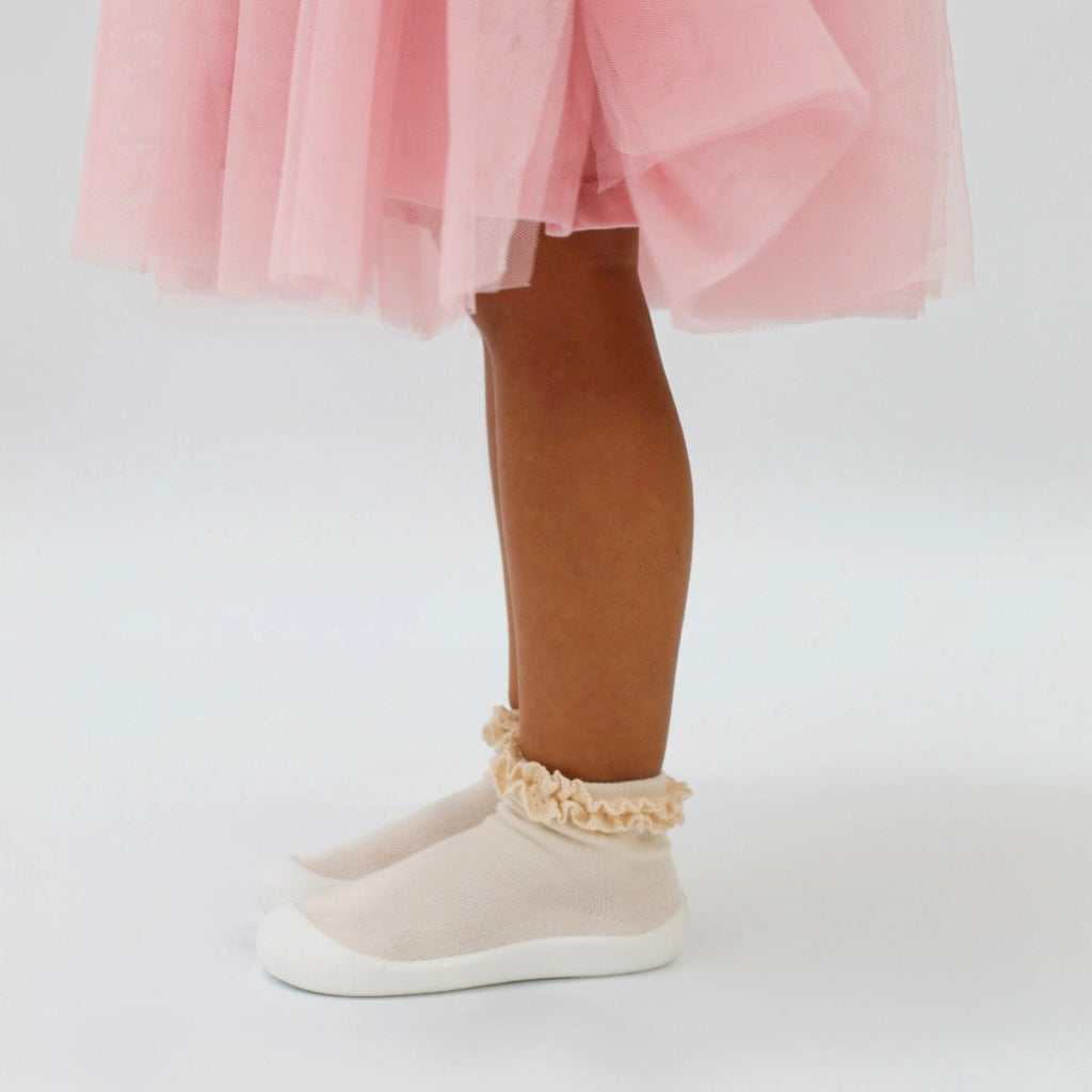 Cream Lace Sock Shoes